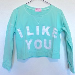 “I Like You” Long Sleeve Crop Top